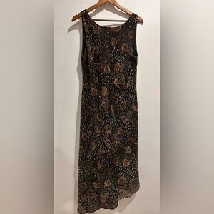 MICHEL‎ ANTONI Vintage Velvet Burnout Floral Maxi Asymmetrical Dress